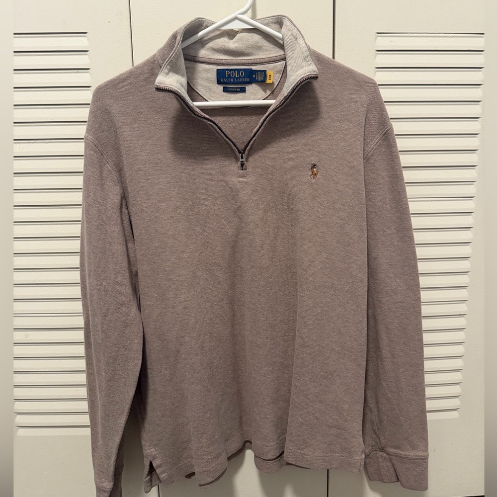 Polo Ralph Lauren Taupe Estate Rib Quarter-Zip Pullover